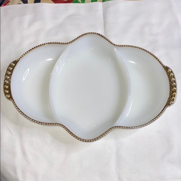 Vintage Other - Fire King Anchor Hocking Milk Glass‎ Relish Tray